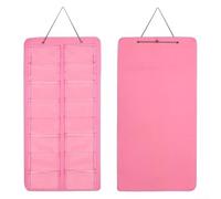 16 compartment hanging felt organizer for sunglasses, foldable and space saving, designed to and neatly display eyewear in home or travel environments (Pink)