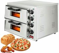 16" Countertop Electric Pizza Oven Indoor, Stainless Steel Pizza Maker with Explosion Proof Lamp and Cooling Holes, for Hotel Restaurant Home Baked