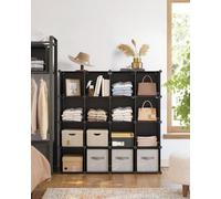 Songmics 16-Cube Storage Unit, Shoe Rack, Diy Shelving System, Stackable Cubes, Pp Plastic Shelf, Wardrobe, Closet Divider, For Bedroom