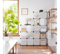 16-Cube Storage Unit, Shoe Rack, Stackable Cubes