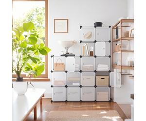 16-Cube Storage Unit, Shoe Rack, Stackable Cubes