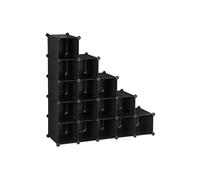 16 Cubes Storage Organiser, Black / 30 x 111.2 x 86.2 cm