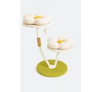 16" Daisy Flower Cat Tree Tower for Kittens and Small Cats - 2-Tier Sturdy Cat Condo with Steel Frame, Soft Plush Beds, Scratching Post & Toy, Cute Small Cats Furniture for Kittens, Green & White