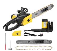 16" Electric Chainsaw Corded, 2500W Powerful Electric Chainsaw, Portable Corded Chain Saw with 1.5m Power Cable&Auto Chain Lubrication Chain Saw for Garden Tree Pruning, 10m/s Chain Speed to Cut Wood