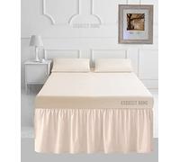 16" Extra Deep Frilled Base Valance Sheets Plain Dyed Easy Care Percale Polycotton Bed Sheets Cream Double