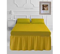 16" Extra Deep Frilled Base Valance Sheets Plain Dyed Easy Care Percale Polycotton Bed Sheets Mustard King
