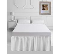 16" Extra Deep Frilled Base Valance Sheets Plain Dyed Easy Care Percale Polycotton Bed Sheets White King