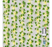 16 Feet Fake Vines with 50 LED USB Powered String Lights, Artificial Plants, Room Decor, Hanging Fake Ivy Greenery Garland Plants,Fake Leaves for Balcony Decor/Wall Decor/Garden Decor/Patio Decor