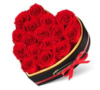 16 Forever Real Rose Heart Box,Eternal Preserved Red Roses Flowers,Rose Gifts for Her Woman Wife Girlfriend on Birthday, Anniversary, Valentine's Day, Mother's Day, Christmas