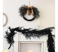 16 FT Real Touch Black Pine Halloween Garland, Black Pine Needle Garlands | Christmas Garlands with Artificial Pines Needles | PE Autumn Decoration, Halloween Decorations, Realistic Garland (2.9FT)