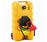 16 Gallon Portable Gas Can Fuel Transfer Caddy - 10FT Manual Siphon Pump. | Mobile Fuel Storage with Wheels, Manual siphon pump with ergonomic T-handle