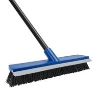 16'' Garden Broom Outdoor 2 in 1, with Rubber Squeegee and Stiff Bristle,58" Long Handle Yard Brush for Garden,Deck Patio Yard,Driveway,Warehouse