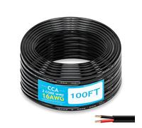 16 Gauge 2 Conductor CCA Wire, 100FT Copper Clad Aluminium Copper Electrical Wire with Flexible PVC Insulation for 12V Use for Automotive, Battery, Marine, Landscape Lighting, Trailer, Speaker
