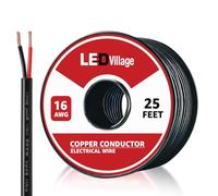 16 Gauge Ledvillage 2 Conductor Electrical Wire 25FT/7.6M - 16AWG Electrical Wire Stranded PVC Cord Oxygen-Free Copper Cable Low Voltage for LED Strips Lamps Lighting Automotive