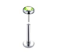 16 Gauge Nose Rings Studs, 1pcs Titanium Threadless Nose Piercing Jewellery For Women Studs with Round Cubic Zirconia Green, Silver Green