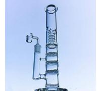 16" Glass Bongs Triple Honeycomb Birdcage Perc Big Straight Tube Water Pipes with 18mm Bowl (with Quartz Bowl)