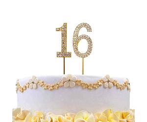 16 Gold Diamond Sparkley Cake Topper Age Year For Mans Boys Womens Girls Birthday Anniversary Party Decorations