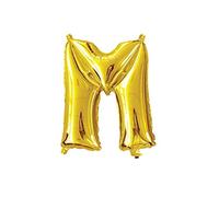 (Gold, Letter M) 16" Letters Numbers Foil Balloons Air Filled Self Inflating Decorations