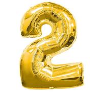 16" Gold Number 2 Foil Balloons Air Filled Self Inflating Birthday Anniversary Wedding Party Banner Decorations