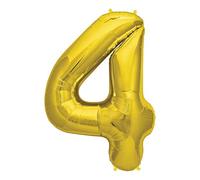 16" Gold Number 4 Foil Balloons Air Filled Self Inflating Birthday Anniversary Wedding Party Banner Decorations