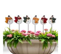 16"H Snowman Christmas Decorations Outdoor Yard Signs, 6Pcs Rustic Metal Snowman Garden Stake Lawn Ornaments Xmas Yard Decor for Winter Holiday Christmas Outside Yard Lawn Planter Flower Pot Decor (6)