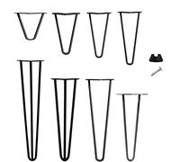 16” Hairpin Table Legs Black Steel 3-Rod 40cm Height Metal Modern Industrial Mid Century Style for DIY Furniture Coffee Table Desk Cabinets (Pack of 4)