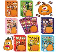 16 Halloween Pumpkin Stickers for Kids DIY Make a Face, Art Craft, Party Bag Filler, Boys Girls