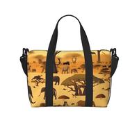 16" Hand Travel Bag Weekender Bag Travel Duffle, Caribbean Scenery Print Handbag Overnight Tote, Lightweight Carry On Luggage for Gym & Sports, African Grassland Animals, One Size, Classic