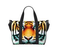 16" Hand Travel Bag Weekender Bag Travel Duffle, Cartoon blue star Print Handbag Overnight Tote, Lightweight Carry On Luggage for Gym & Sports, Little Fat Tiger Head, One Size, Classic
