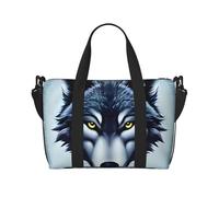 16" Hand Travel Bag Weekender Bag Travel Duffle, Cartoon blue star Print Handbag Overnight Tote, Lightweight Carry On Luggage for Gym & Sports, Fierce Wolf Head, One Size, Classic