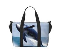 16" Hand Travel Bag Weekender Bag Travel Duffle, Cartoon blue star Print Handbag Overnight Tote, Lightweight Carry On Luggage for Gym & Sports, Whales at Sea, One Size, Classic