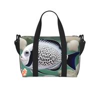 16" Hand Travel Bag Weekender Bag Travel Duffle, Cute seagull Print Handbag Overnight Tote, Lightweight Carry On Luggage for Gym & Sports, White Tropical Fish, One Size, Classic