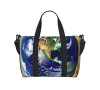 16" Hand Travel Bag Weekender Bag Travel Duffle, Green Grassland Print Handbag Overnight Tote, Lightweight Carry On Luggage for Gym & Sports, Cosmic Earth, One Size, Classic