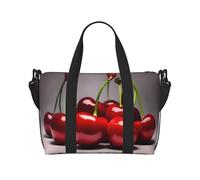 16" Hand Travel Bag Weekender Bag Travel Duffle, Heart-Shaped Droplets Print Handbag Overnight Tote, Lightweight Carry On Luggage for Gym & Sports, Chilean Cherries, One Size, Classic