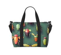 16" Hand Travel Bag Weekender Bag Travel Duffle, Irregular vertical lines Print Handbag Overnight Tote, Lightweight Carry On Luggage for Gym & Sports, Insect Atlas, One Size, Classic
