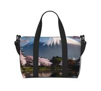 16" Hand Travel Bag Weekender Bag Travel Duffle, Rainbow Fish Scale Print Handbag Overnight Tote, Lightweight Carry On Luggage for Gym & Sports, Mt. Fuji in Early Spring, One Size, Classic