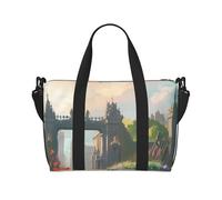 16" Hand Travel Bag Weekender Bag Travel Duffle, Red geraniums Print Handbag Overnight Tote, Lightweight Carry On Luggage for Gym & Sports, Outside The Castle Gate, One Size, Classic