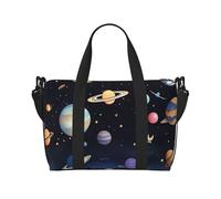 16" Hand Travel Bag Weekender Bag Travel Duffle, The Solar Family Print Handbag Overnight Tote, Lightweight Carry On Luggage for Gym & Sports, Saturn Jupiter Earth, One Size, Classic