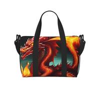 16" Hand Travel Bag Weekender Bag Travel Duffle, Underwater fish world Print Handbag Overnight Tote, Lightweight Carry On Luggage for Gym & Sports, Dragon King in Fire, One Size, Classic