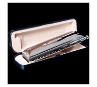 16 Hole 64 Tone Chromatic Harmonica ABS Comb Alto D Key Mouth Professional Sound Music Instruments(Black)
