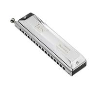 16 Hole 64 Tones Chromatic Harmonica Mouth Organ Key of C Reed Wind Instrument for Beginners Adults Music Lovers with Cleaning Cloth Storage Box Silver