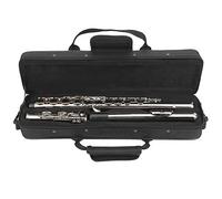 16 Hole C Flute, Brass Sheep Casing Pad Closed Key Flute with Storage Bag Increased Tube Resonance Musical Instrument (Silver)