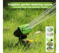 16-Hole Oscillating Garden Sprinkler for Lawn Flower Beds - 360° Adjustable Water Spray Abs Metal Construction 10.24 X 7.87 X 3.15 in Black with Green(B)