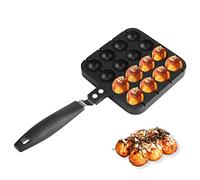 16 Hole Takoyaki Pan Octopus Ball Maker Cast Iron Skillet Nonstick Takoyaki Grill Cooking Mould Tray Kitchen Accessories for Baking Octopus Ball Egg Puffs