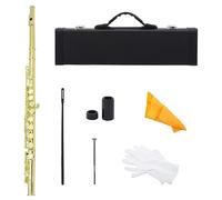 16 Holes C Key Flute Western Concert Cupronickel Red Transverse Flute Woodwind Instrument With Case flute instrument (Color : Golden)