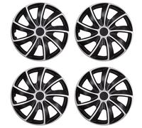 Universal Hubcaps 16 Inch Quad Bicolor Black Silver 4pcs