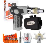 16-in-1 Multi Screwdriver Set,Multi Angles Electric Screwdriver Gun with Magnetic Bit, Comprehensive Screwdriver Set with 14 Bits,Ergonomic Tool for Home, DIY (Gray)