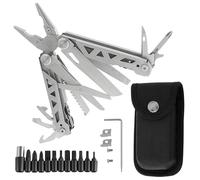 16 in 1 Multitools, Foldable Pliers Multitool Stainless Steel Multi Tool, Multi-Purpose with Leather Wallet Ideal Pocket Tool for Camping, DIY Activities, Fishing - Present Men