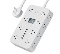 16-in-1 Power Strip with Switch & Surge Protection, Multiple Outlet Outlet Splitter, Wall Mountable Electrical Socket Expander Stick for Home,Office (White 9.84ft)
