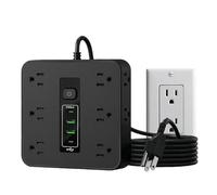 16-in-1 Power Strip with Switch & Surge Protection, Multiple Outlet Outlet Splitter, Wall Mountable Electrical Socket Expander Stick for Home,Office (Black 6.5ft)